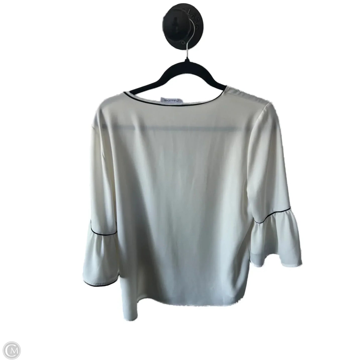 Top 3/4 Sleeve By Calvin Klein In Black & White, Size: M