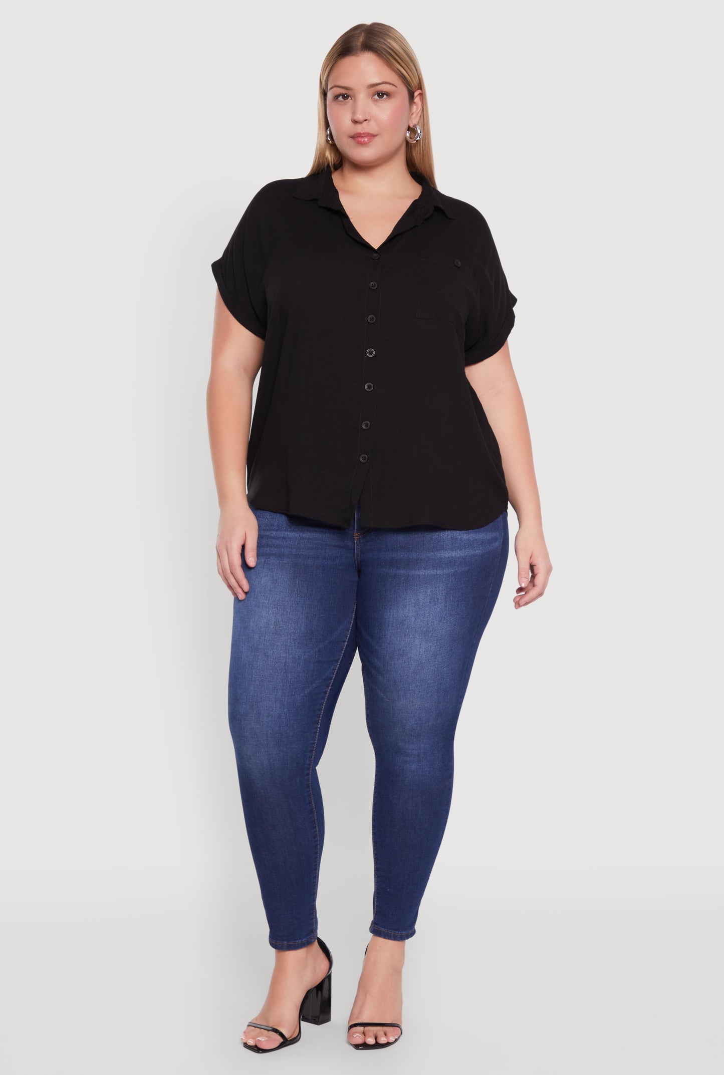 Plus Size Button Front Shirt
