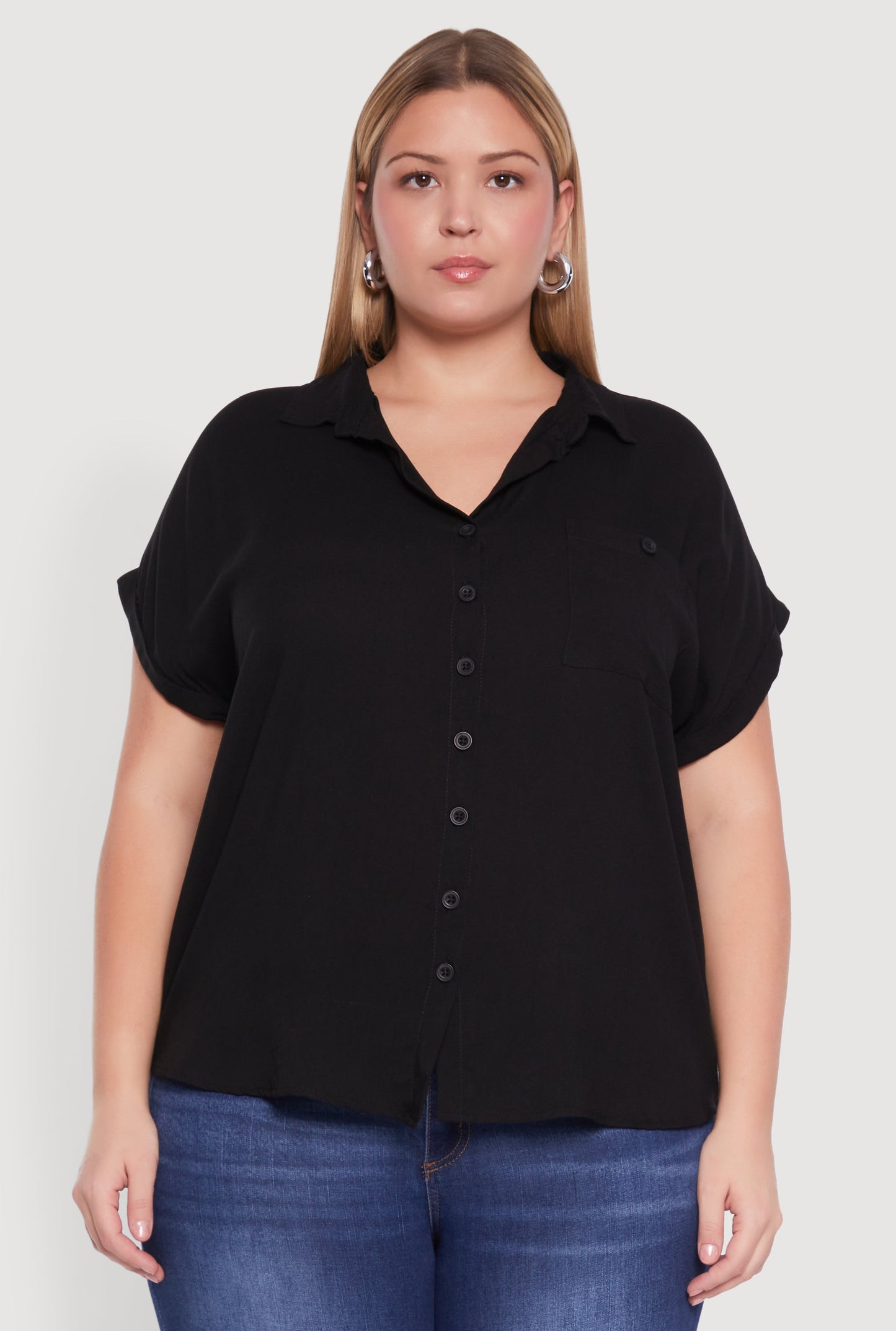 Plus Size Button Front Shirt