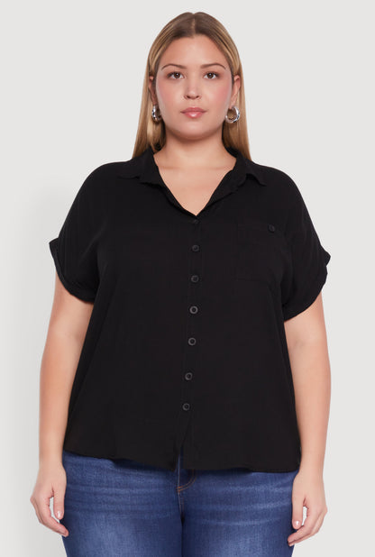 Plus Size Button Front Shirt