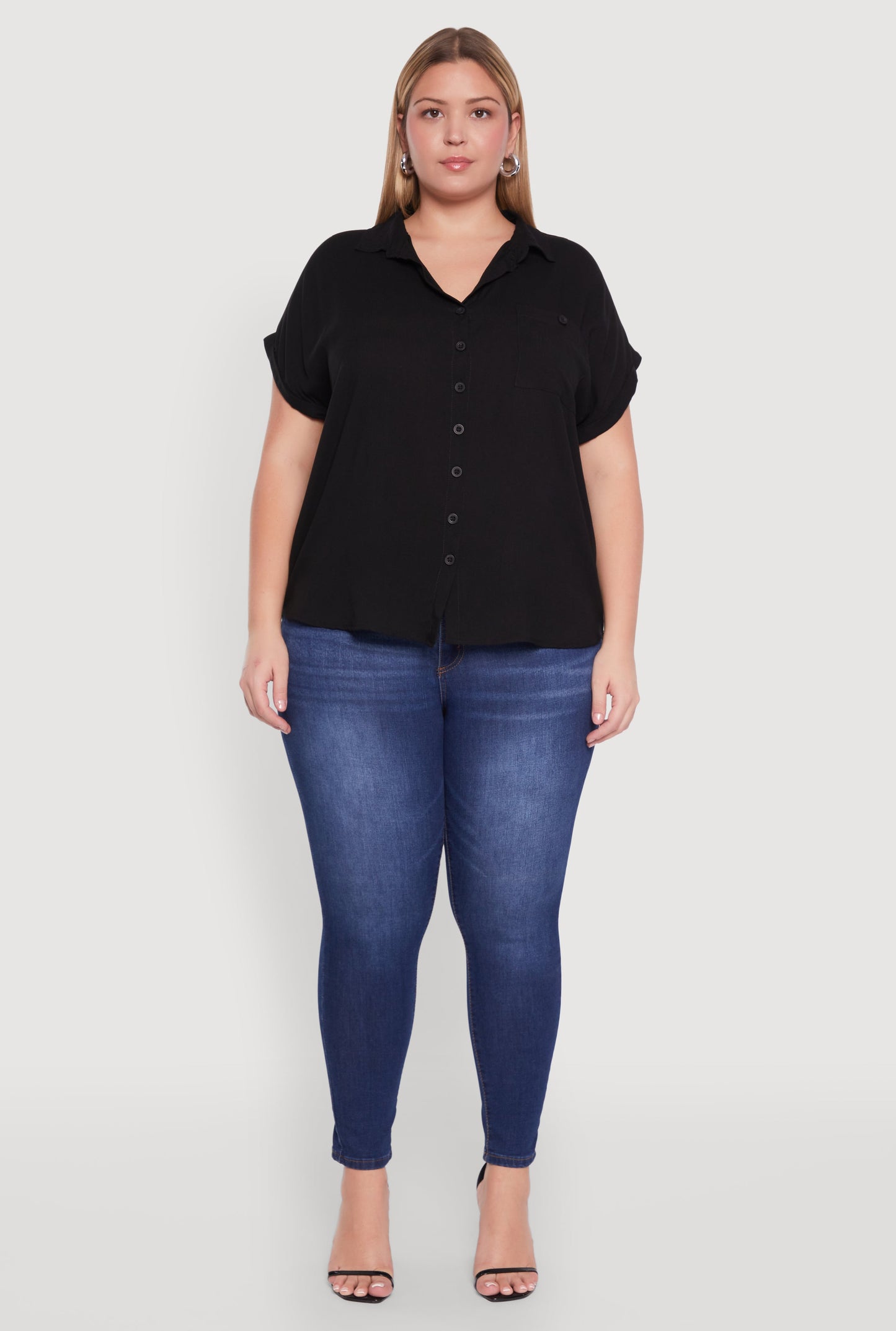 Plus Size Button Front Shirt