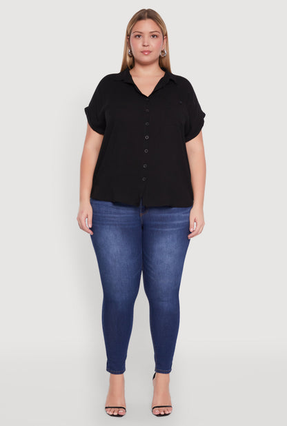 Plus Size Button Front Shirt