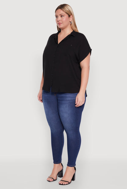 Plus Size Button Front Shirt