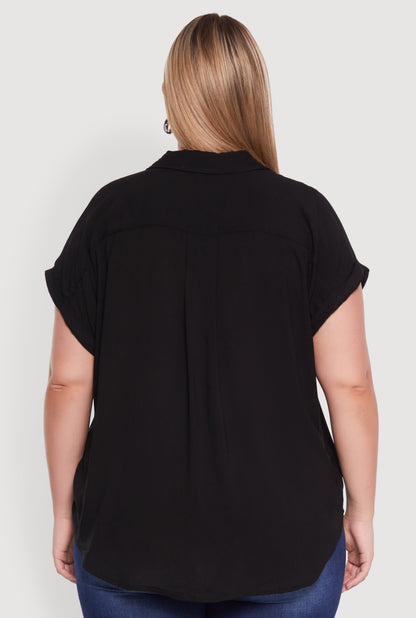 Plus Size Button Front Shirt