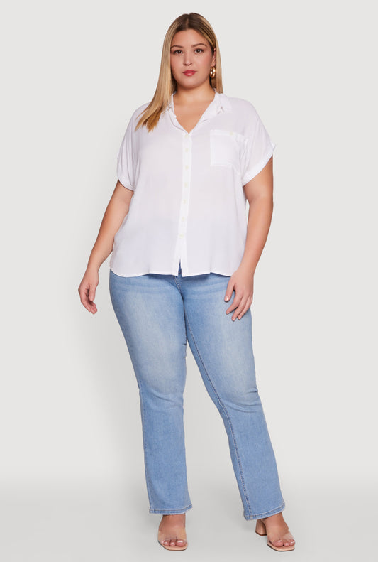 Plus Size Button Front Shirt