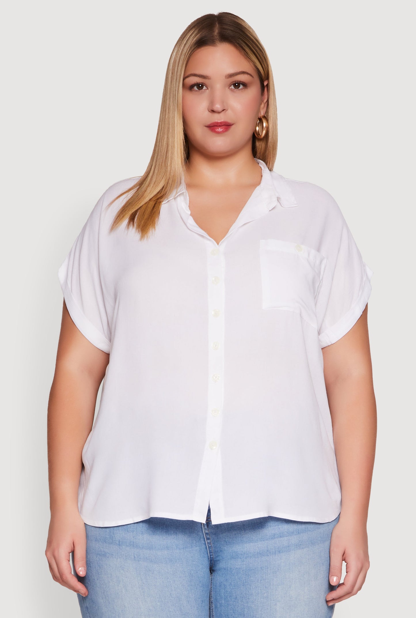 Plus Size Button Front Shirt