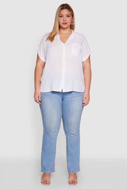 Plus Size Button Front Shirt