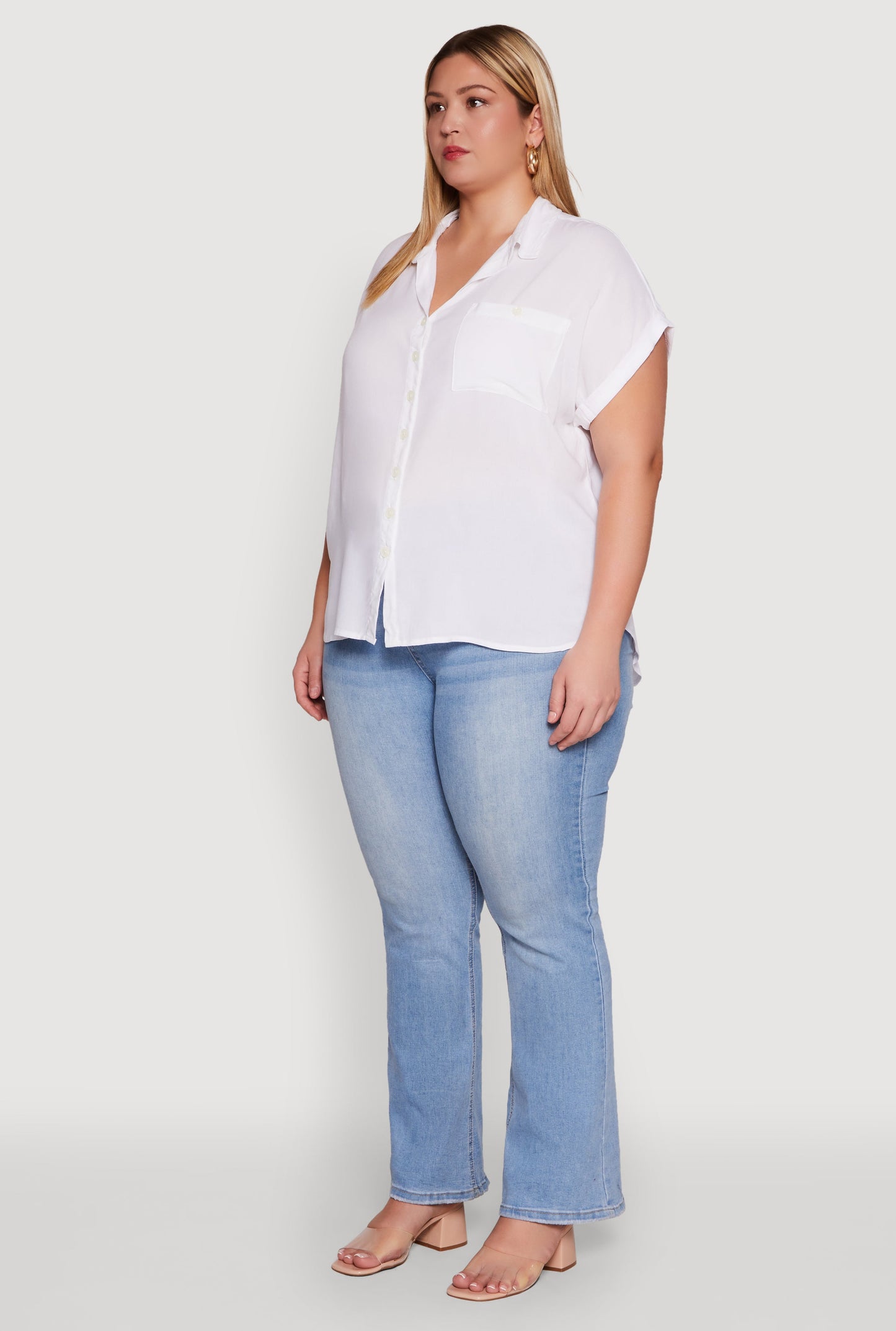 Plus Size Button Front Shirt