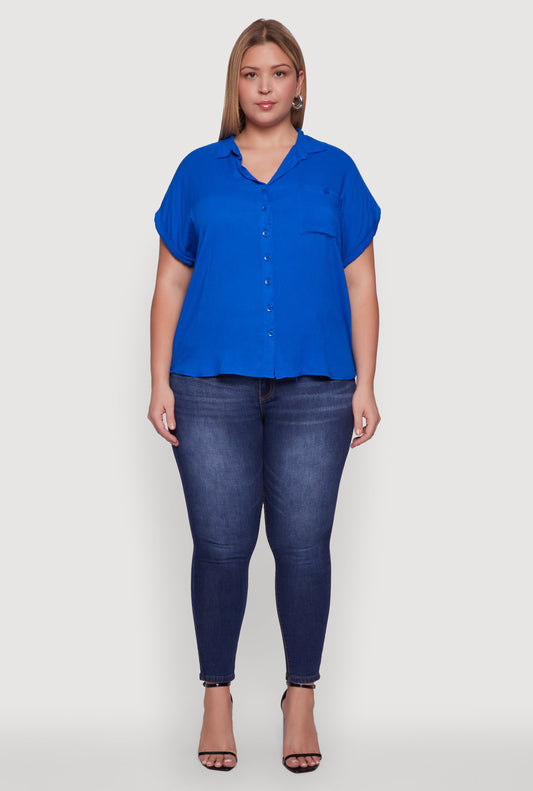 Plus Size Button Front Shirt