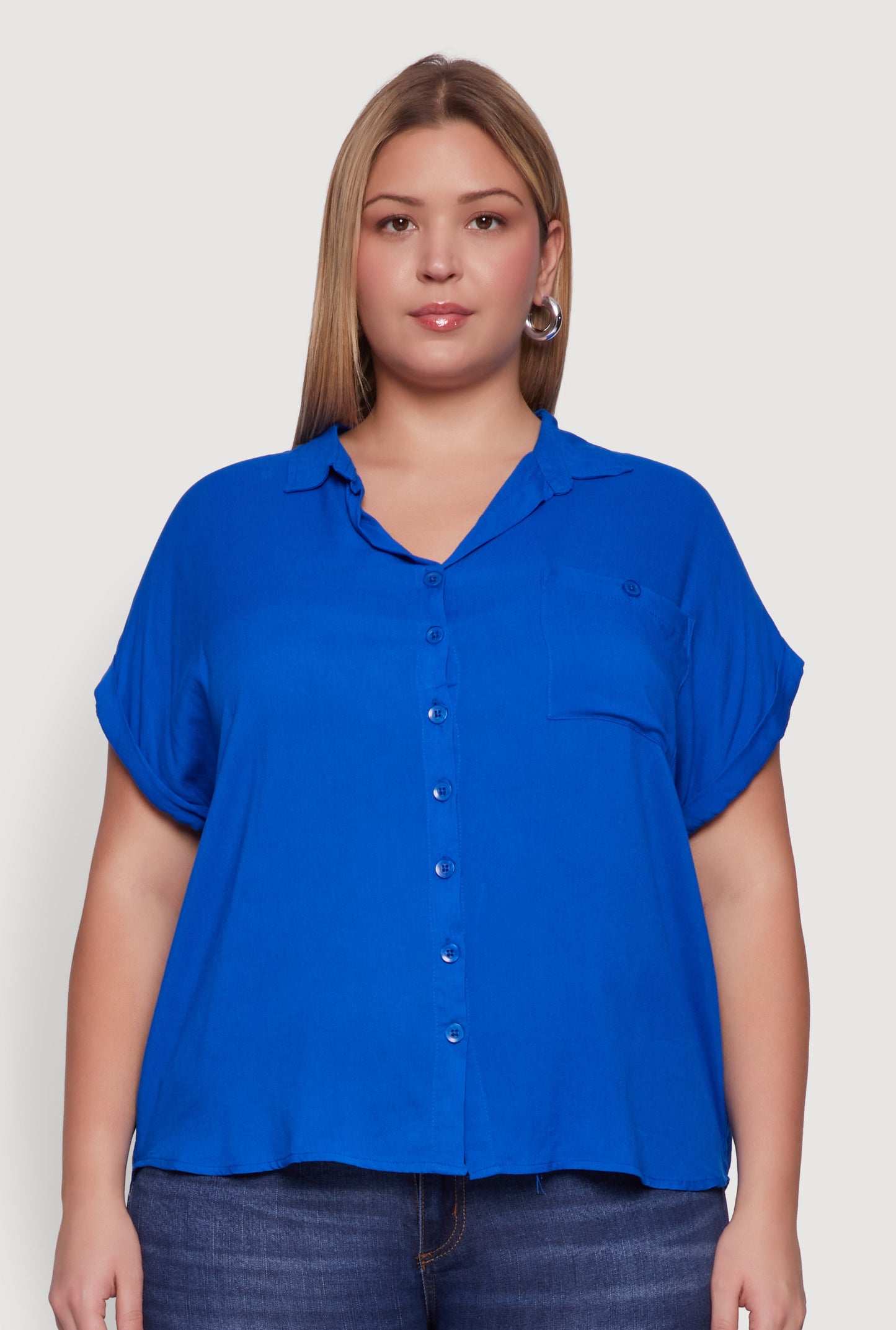 Plus Size Button Front Shirt