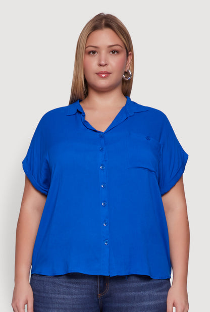 Plus Size Button Front Shirt
