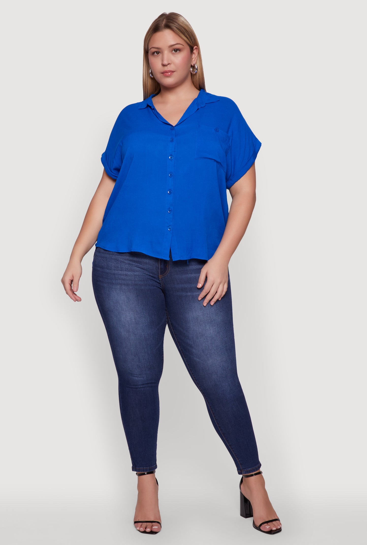 Plus Size Button Front Shirt