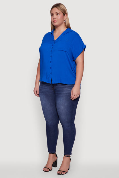 Plus Size Button Front Shirt