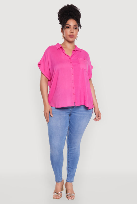 Plus Size Button Front Shirt