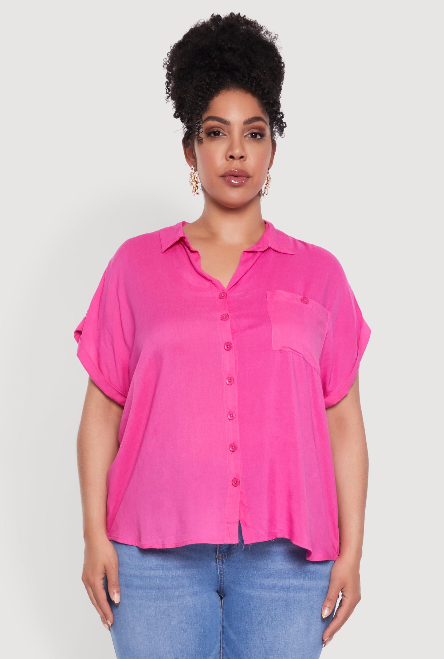 Plus Size Button Front Shirt