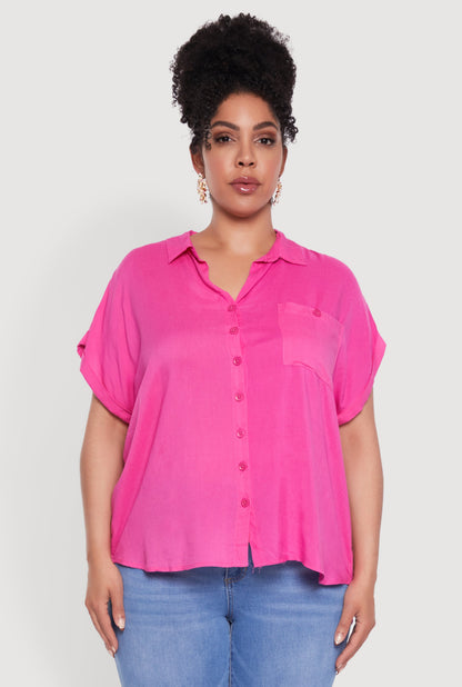Plus Size Button Front Shirt
