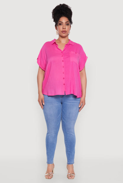 Plus Size Button Front Shirt