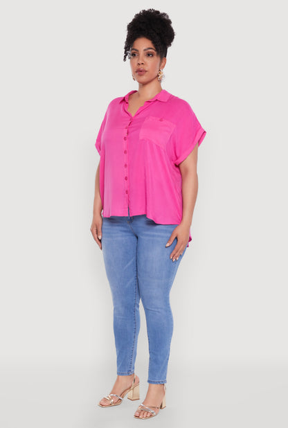 Plus Size Button Front Shirt