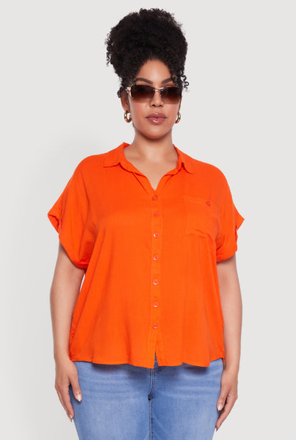 Plus Size Button Front Shirt