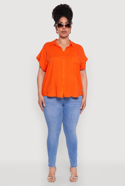 Plus Size Button Front Shirt