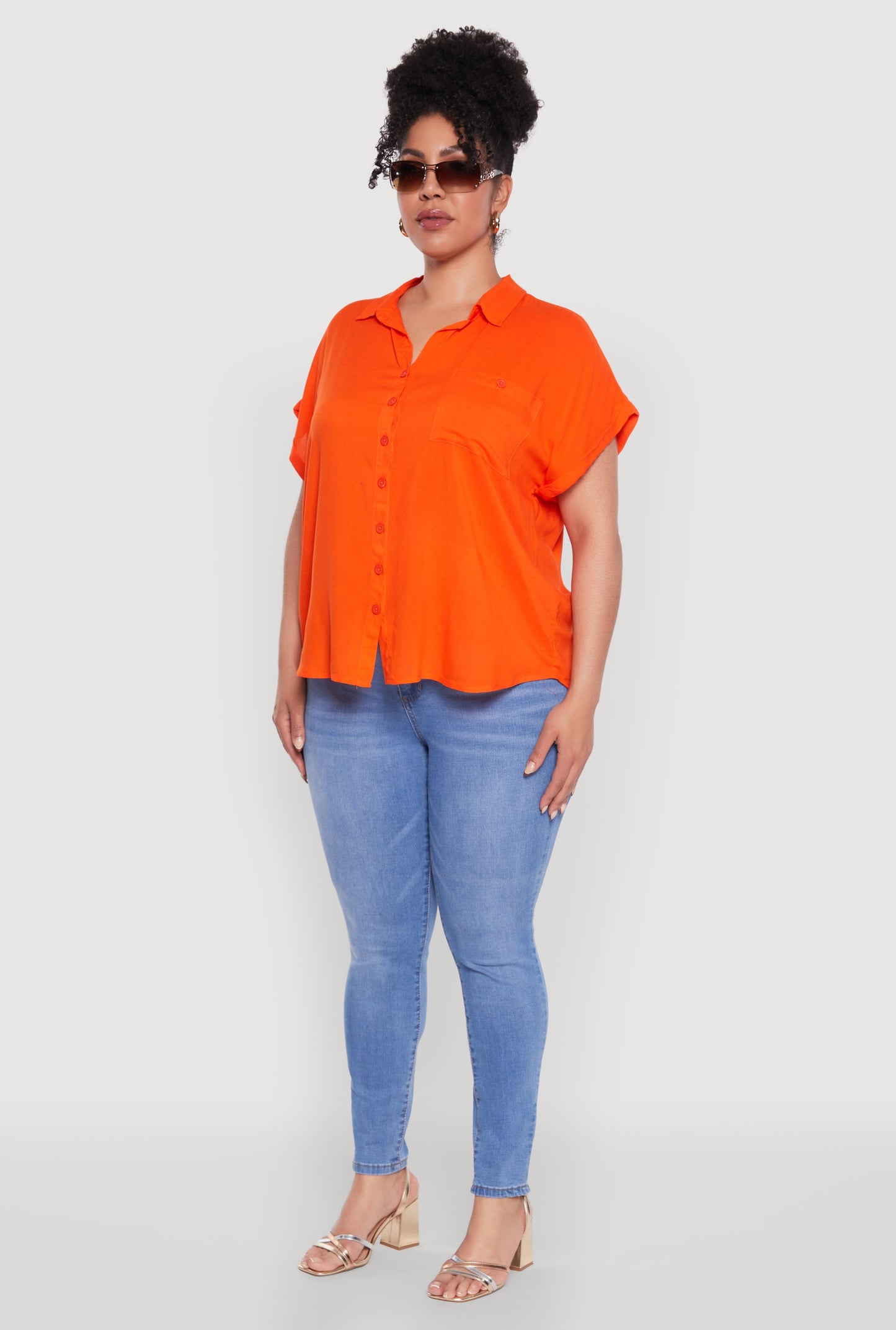 Plus Size Button Front Shirt
