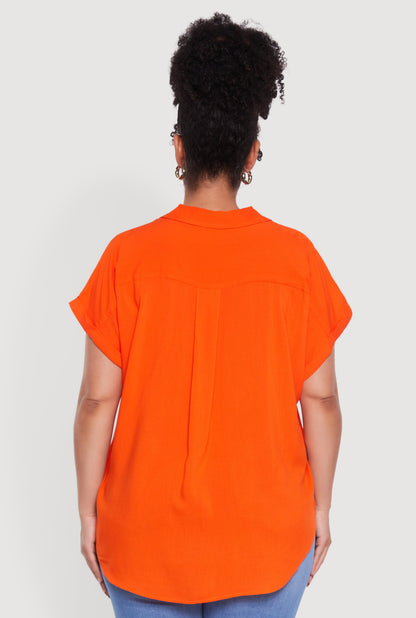 Plus Size Button Front Shirt