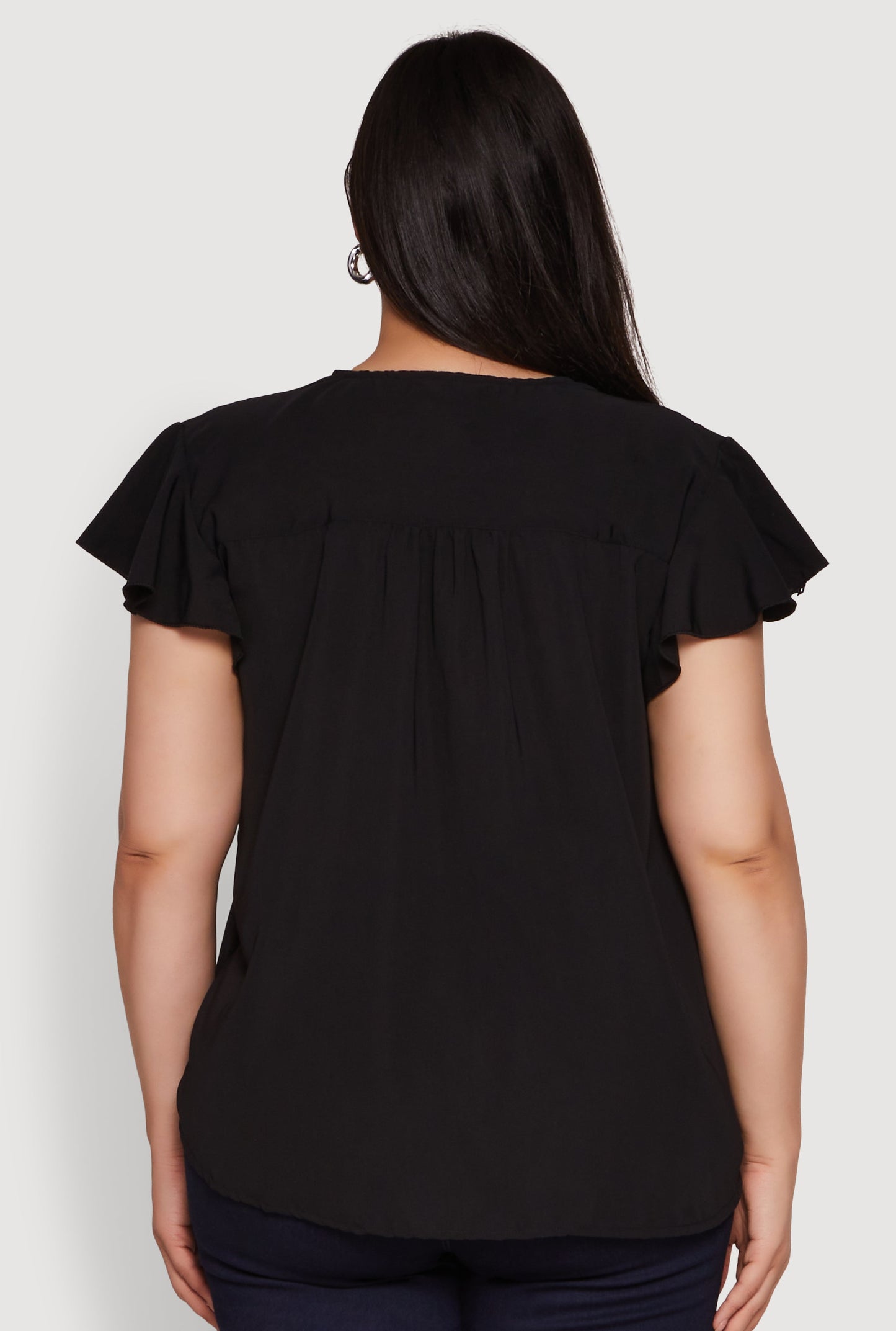 Plus Size Chic V Neck Flutter Sleeve Blouse