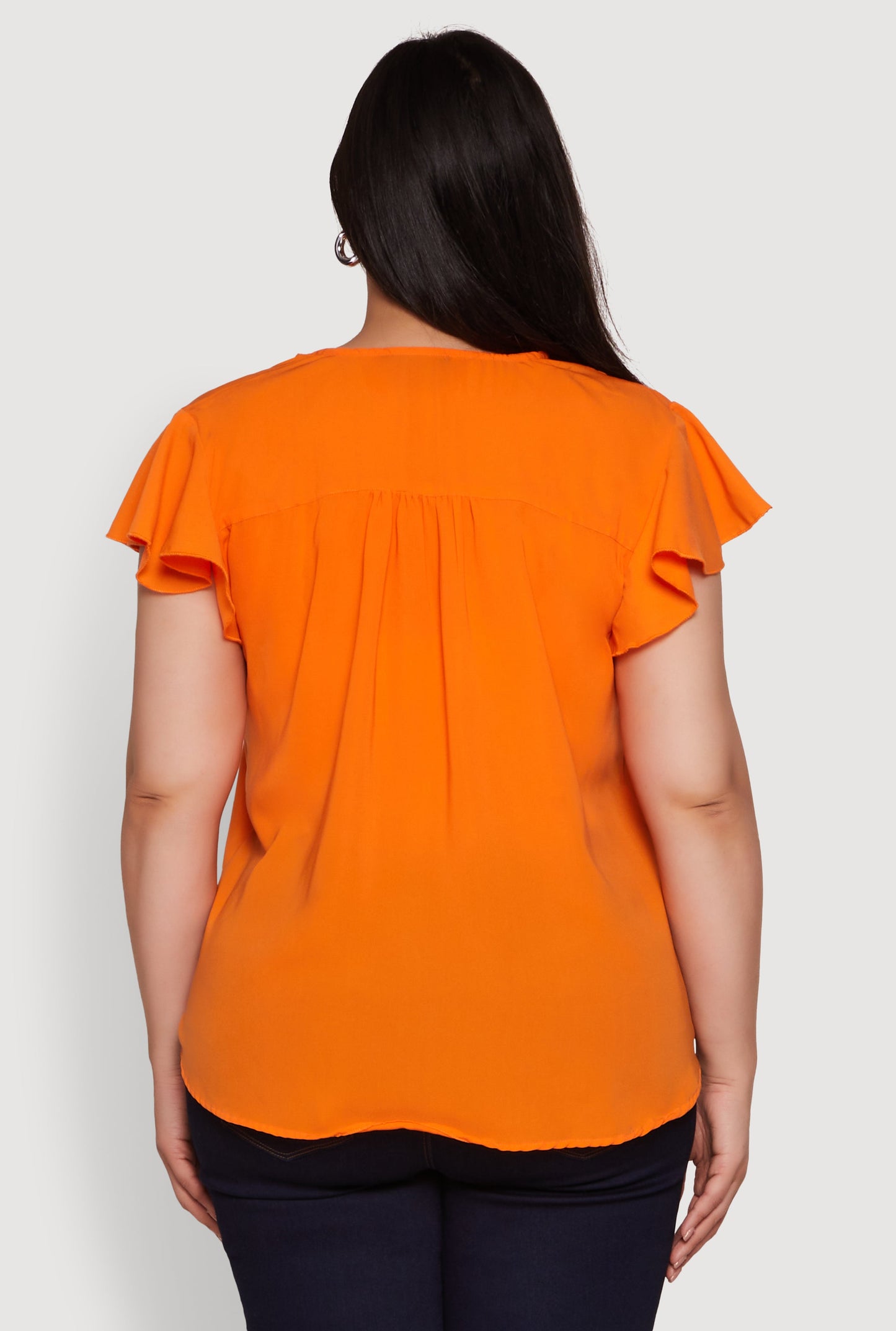 Plus Size Chic V Neck Flutter Sleeve Blouse