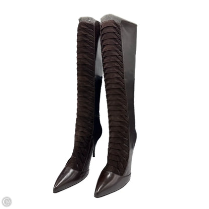 Boots Luxury Designer By Oscar De La Renta In Brown, Size: 10