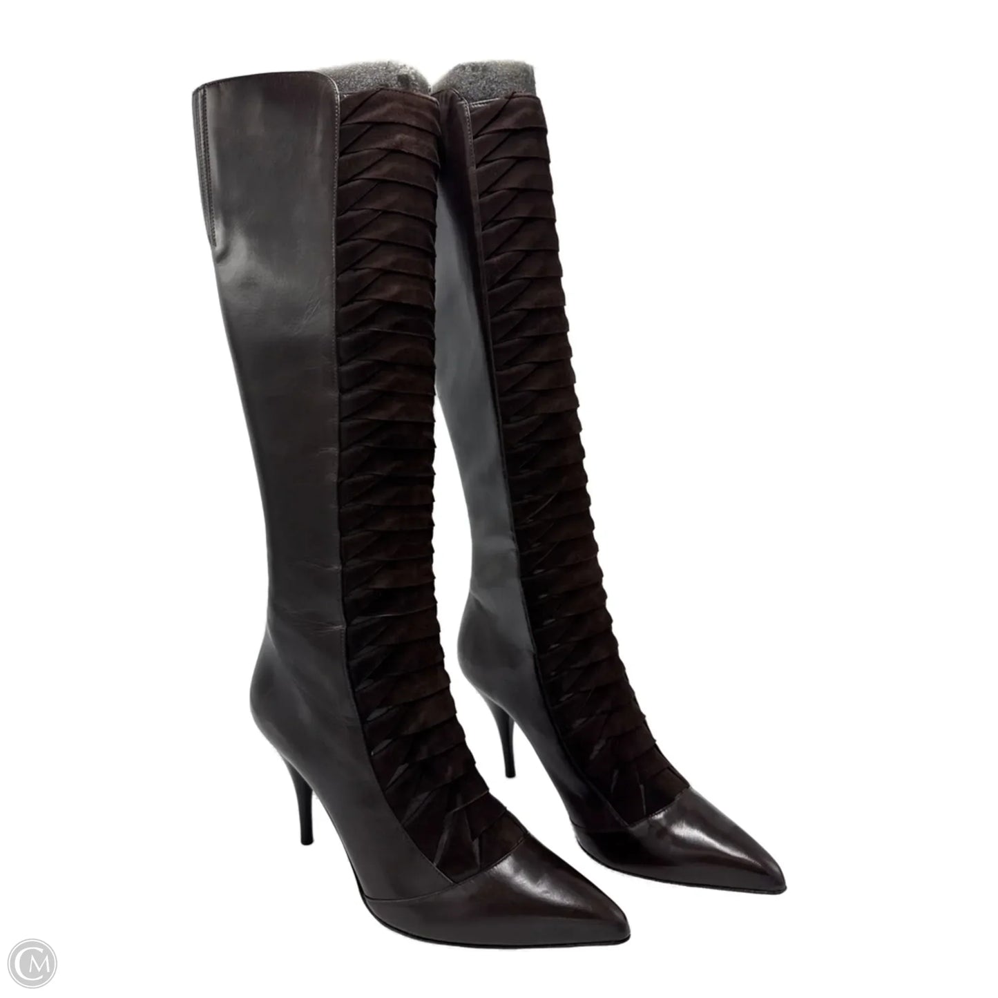 Boots Luxury Designer By Oscar De La Renta In Brown, Size: 10
