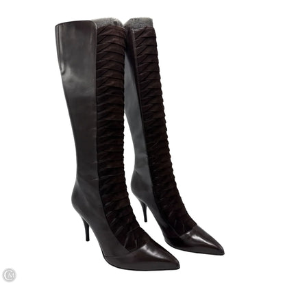 Boots Luxury Designer By Oscar De La Renta In Brown, Size: 10