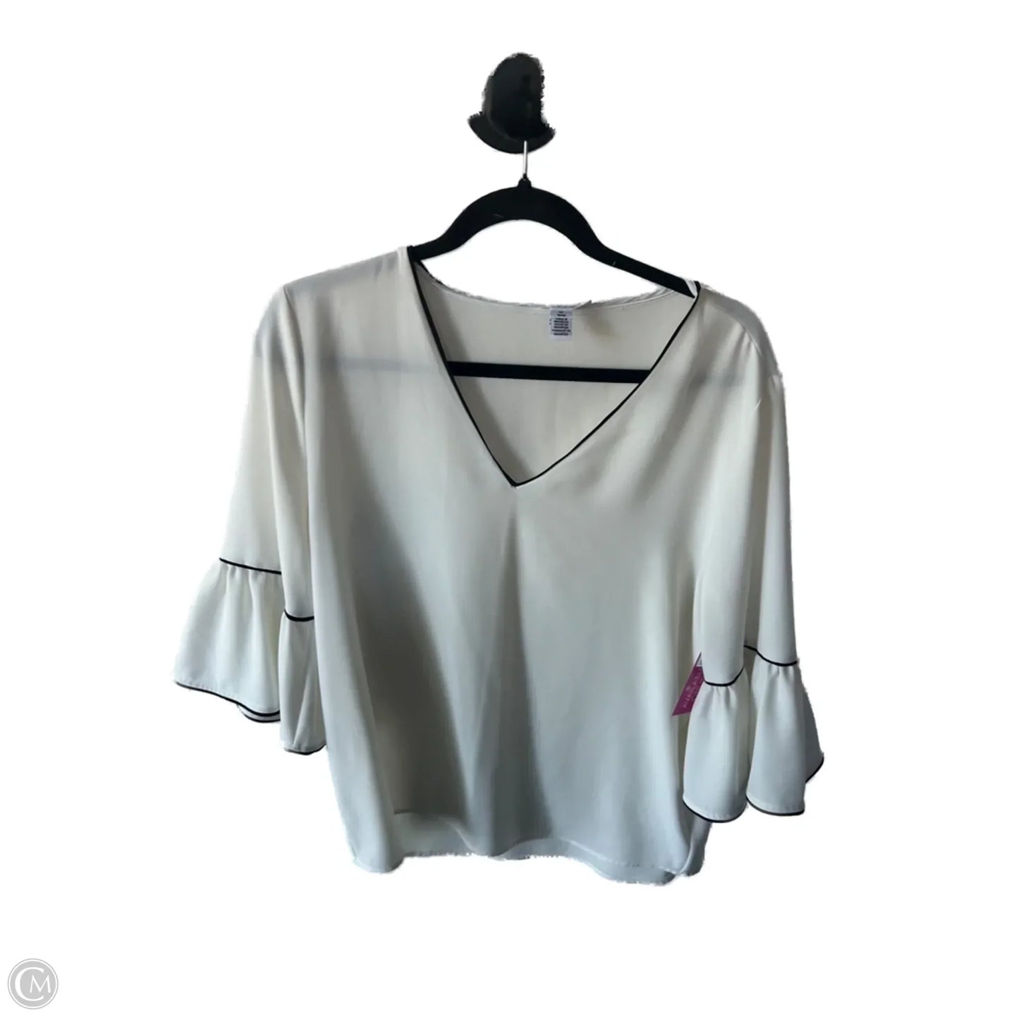 Top 3/4 Sleeve By Calvin Klein In Black & White, Size: M