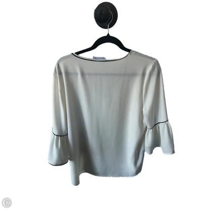 Top 3/4 Sleeve By Calvin Klein In Black & White, Size: M