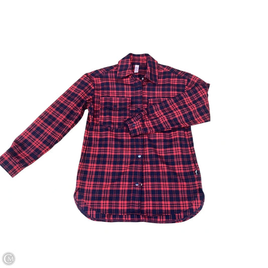 Top Long Sleeve By Zyia In Plaid Pattern, Size: Xs