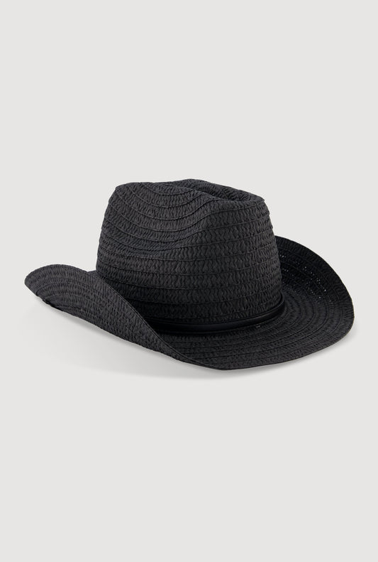 Chic Straw Cowboy Hat with Buckle Detail