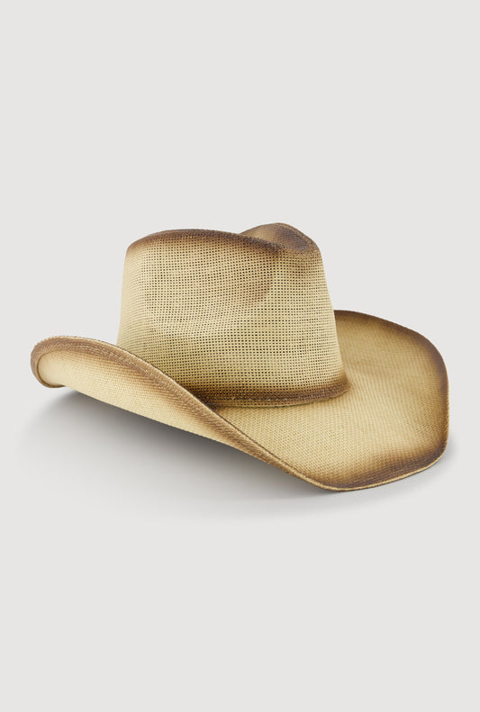 Contrast Trim Woven Cowboy Hat