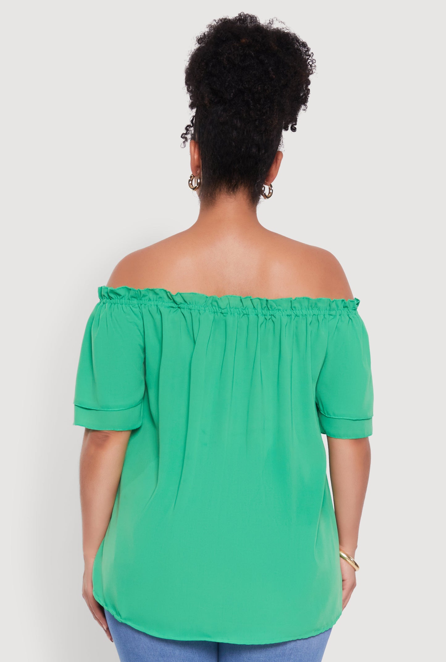 Plus Size Stylish Off the Shoulder Tiered Sleeve Blouse