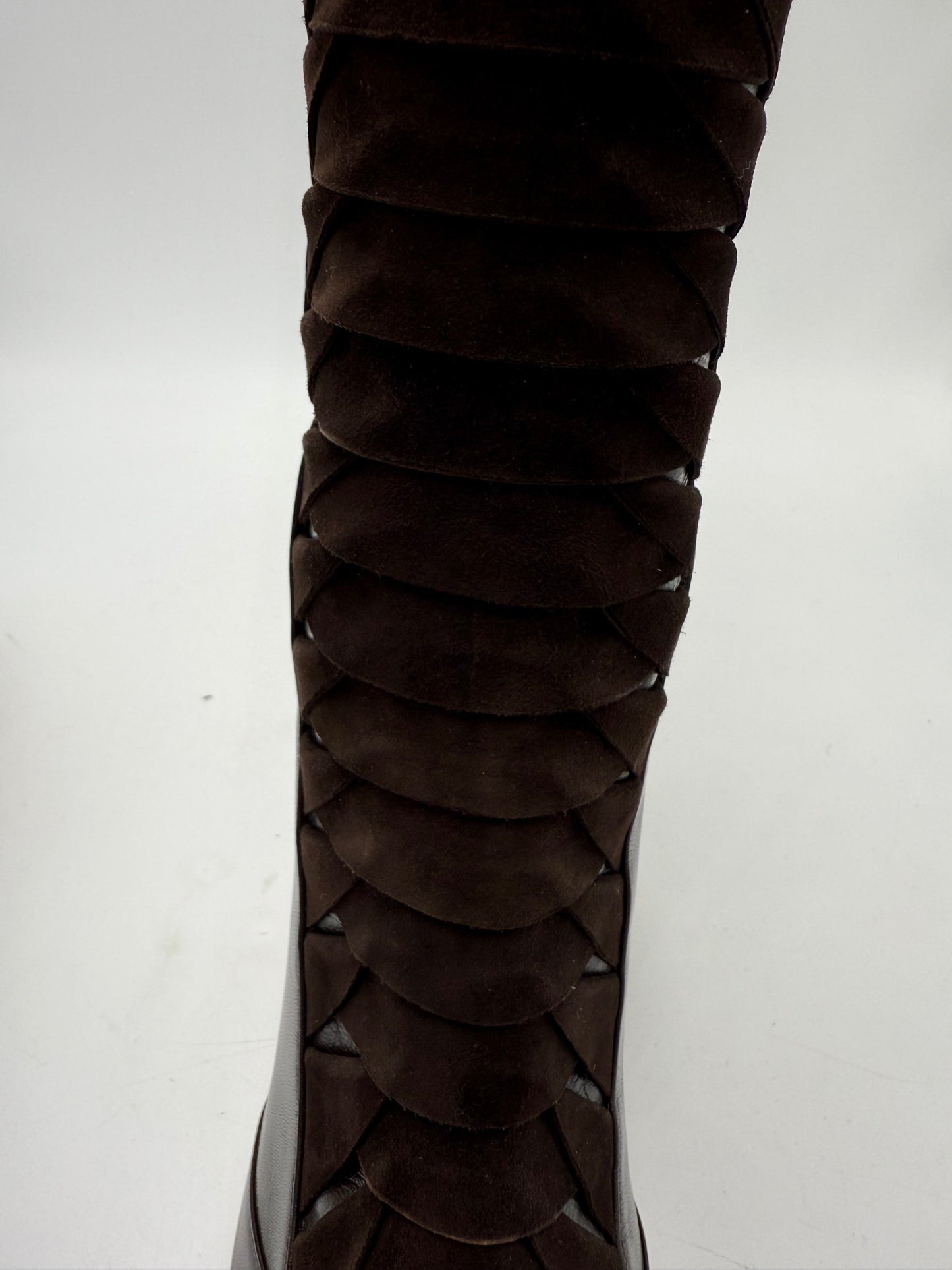 Boots Luxury Designer By Oscar De La Renta In Brown, Size: 10