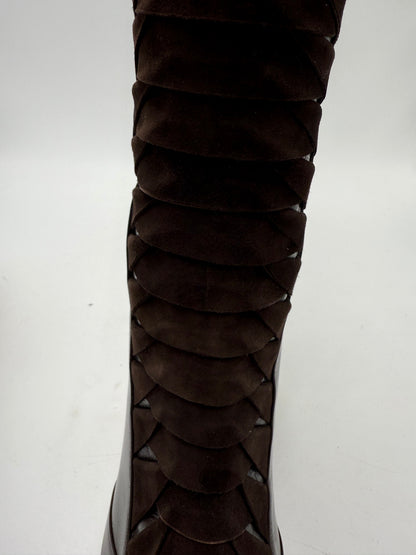 Boots Luxury Designer By Oscar De La Renta In Brown, Size: 10