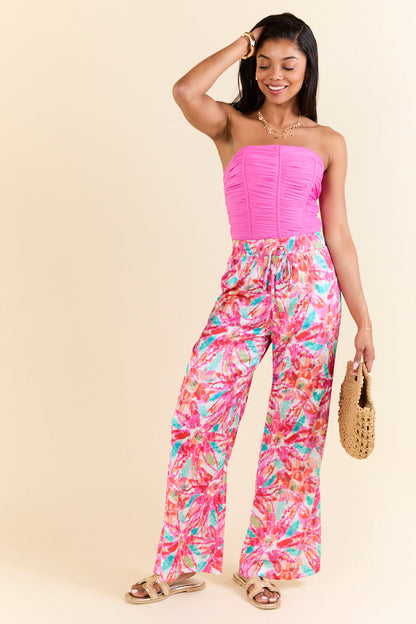 Paddle Out Pink Floral Printed Pull On Pants SALE